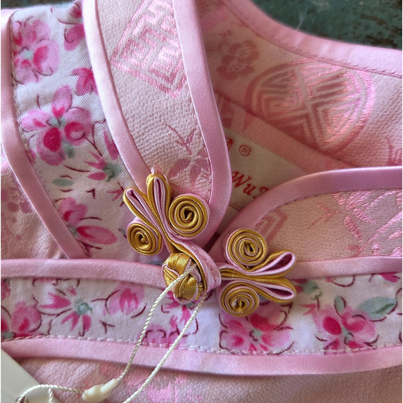 Girls Cheongsam Qipao Dress Pink Size 4 NWT Asian Inspired Silk Blend Floral - Picture 5 of 8